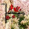 Suporte de Vaso de Flores de Metal para Pátio, Suporte de Planta Pássaro Vermelho, Gancho de Parede Externo, Decoração de Jardim Montada, Suporte para Comedouro, Plantas Penduradas, Comedouro, Vento