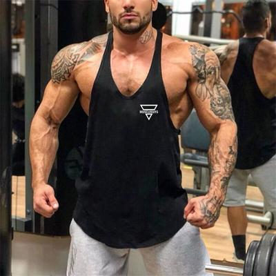 Męska bawełniana kamizelka fitness Okrągły dekolt Trening sportowy Podkoszulek Kulturystyka mięśni T-Shirt bez rękawów Stringer Singlet