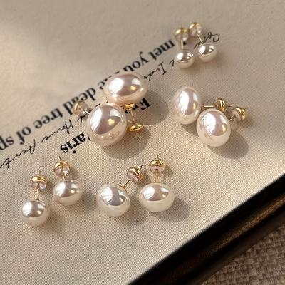 5 Pairs Milky White Mantou Bead Earrings, High-end Versatile Jewelry, Suitable for Daily Wear, Weddings and Gifting.