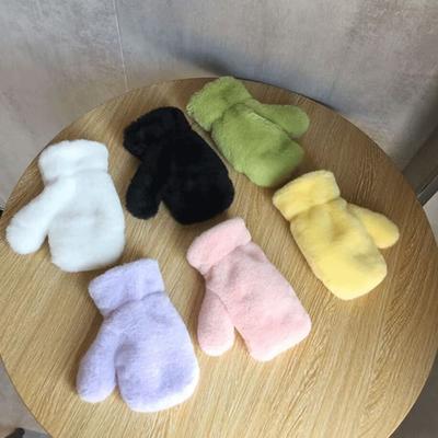 Thick Warm Winter Fleece Mittens Plush Kids Full Finger Gloves Children Gloves  For 3-8Y Kids