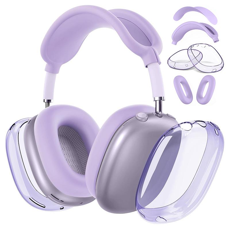 4-in-1 Protective Case Set for AirPods Max 1/2 - Clear Earcups + Silicone Headband and Earpads