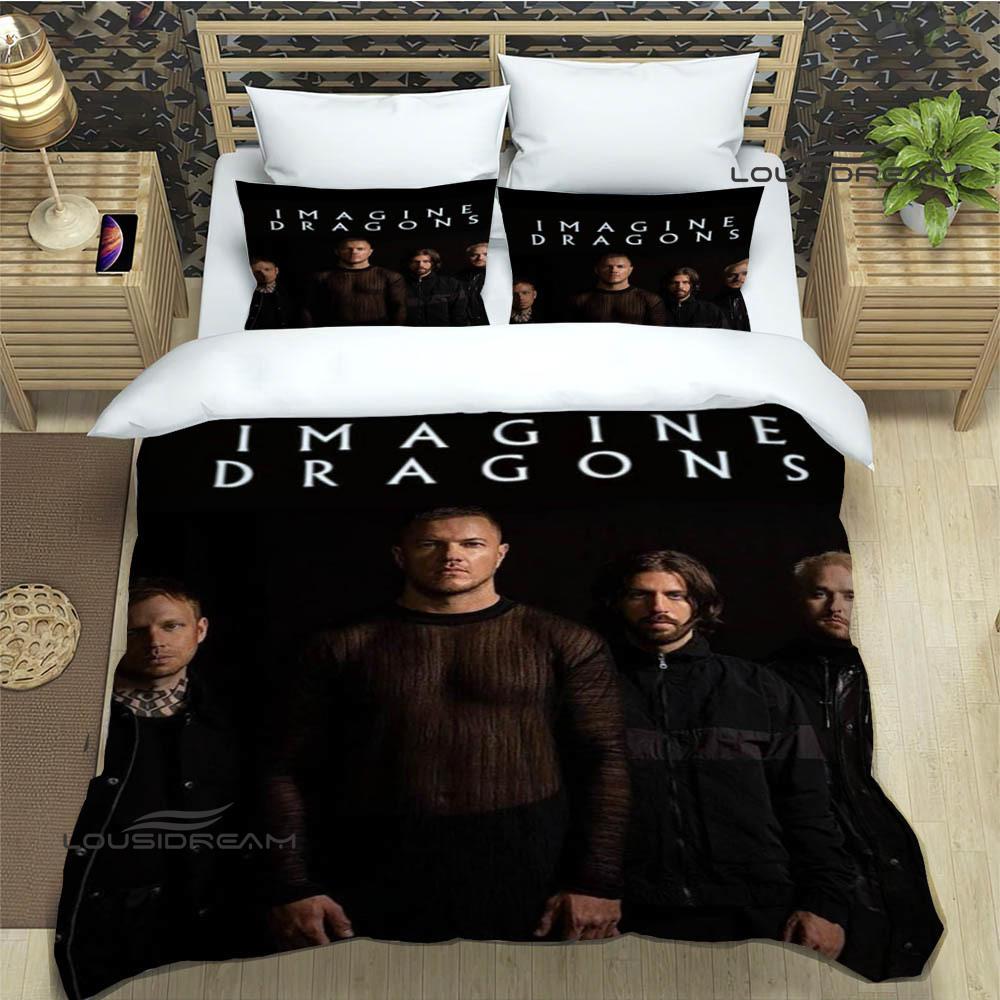 Rockband Imagine Dragons Bettwäsche-Sets, exquisites Bettzubehör-Set, Bettbezug, Bettdeckenset, Bettwäscheset, luxuriöses Geburtstagsgeschenk