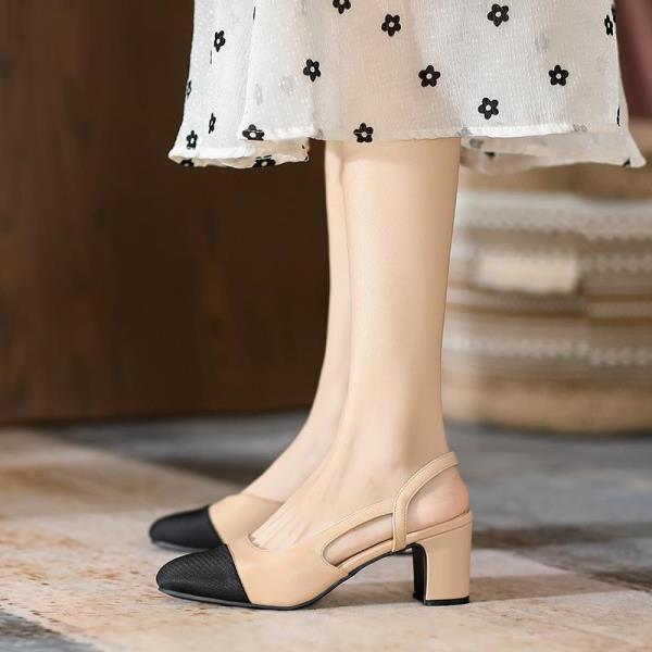 Fashion All-Match High Heel Sandal for Women Shoes Closed Toe Large Size High-heeled Multicolored Flat Block Girls Big Mixed Colors