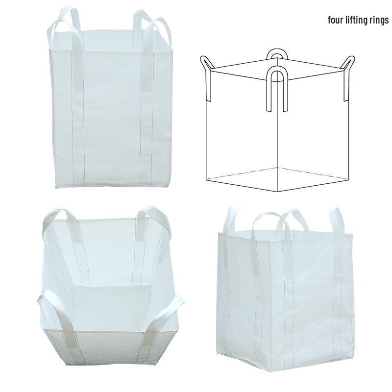 Industrial White Ton Bag - 1 Ton, Four-Loop, Pre-Pressed Space Sludge Lifting Bag