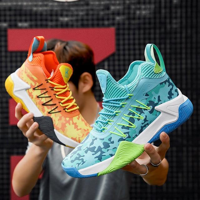 New Fashion Yellow Platform Basketball Shoes Men Non -Slip Bounce High Boots Basket Outdoor Breathable Sneakers Basketball Men