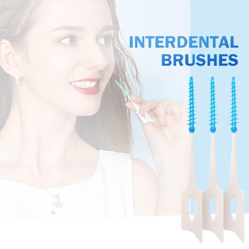 200 pcs/box Silicone Interdental Brushes Super Soft Dental Cleaning Brush Teeth Cleaner Dental Floss Toothpicks Oral Care Tools