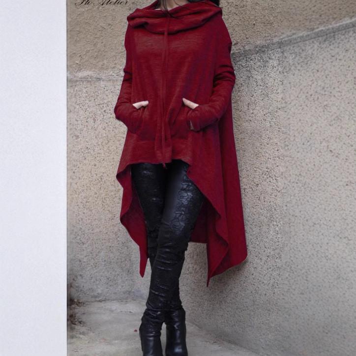 Plain Long Sleeve Hoodie Sweatshirt With Midlength Design For Women Winter