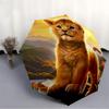 1pc Lion Landscape Automatic Umbrella - Stylish, Durable, with 8-Rib Manual Open Design, Elegant Black Handleyy250920183