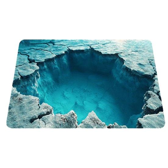 3D Optical Illusion Floor Mat Realistic Hole Door Mat for Living Room And Entry Area Non-Slip Soft Pet-Friendly Rug Interactive Visual Effect Carpet