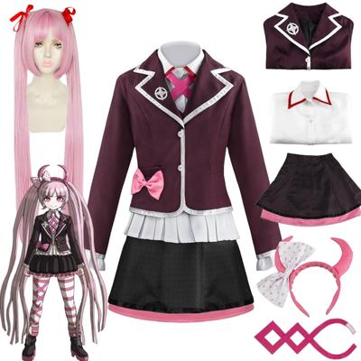 Anime Danganronpa Utsugi Kotoko Κοστούμι Cosplay Στολή JK Περούκες Κεφαλόδεσμος Κάλτσες Ρούχα Δώρο για Πάρτι Χάλοουιν Χριστουγέννων Ρούχα