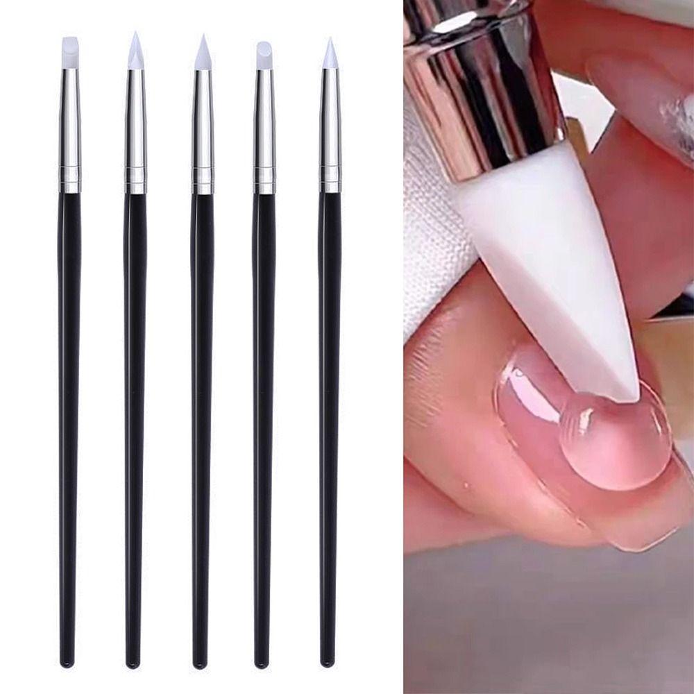 5pcs Nail Art Nail Brush Silicone Manicure Tools Professional Dotting Tool Nail Salon