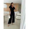 Tute Estive da Donna a Maniche Corte Larghe Eleganti con Scollo a V Incrociato Moda Ufficio Casual Semplici Tute Streetwear Salopette con Lacci Abbigliamento Donna