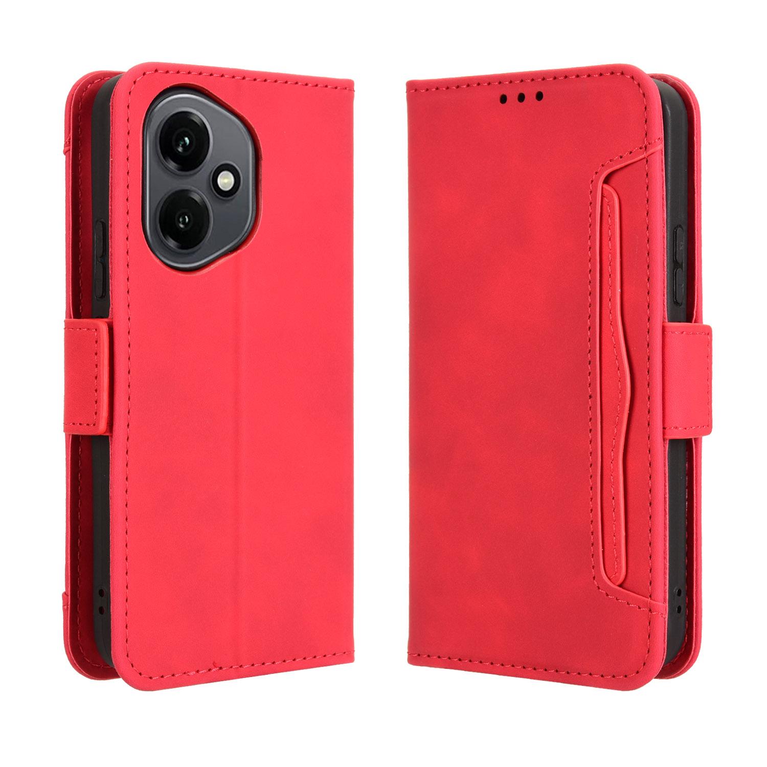 

Для Honor 400 5G (Глобальний) Шкіряний чохол-гаманець для телефону з численними слотами для карток Red