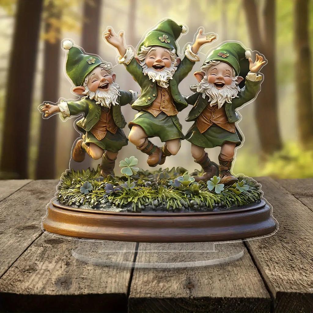 Three Celebratory Elves, Acrylic Desktop Display Plaque, Gift Sign, Multi-Purpose Holiday Decoration, Ideal Present for Family, Suitable for Valentine