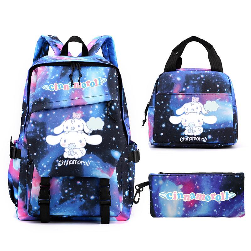 Cartoon Puppy Printed Schoolbag Set Backpack + Lunch Bag + Pencil Case Three-Piece Set