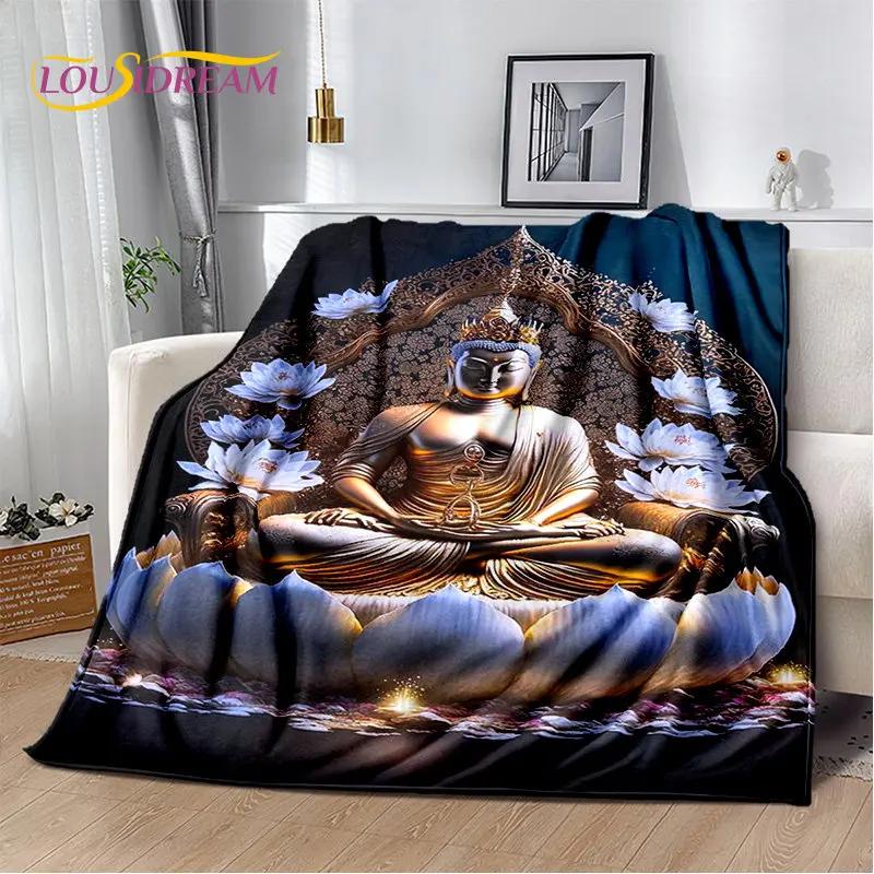 Manta de felpa suave de Buda Sakyamuni budismo fe religión, manta de franela para sala de estar, dormitorio, cama, sofá, oración