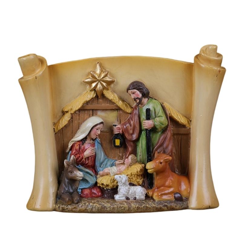 Christmas Nativity Decorative Figurine Resin Holy Family Statues Sculptures Desktop Decors Religious Modern Home Decors 1