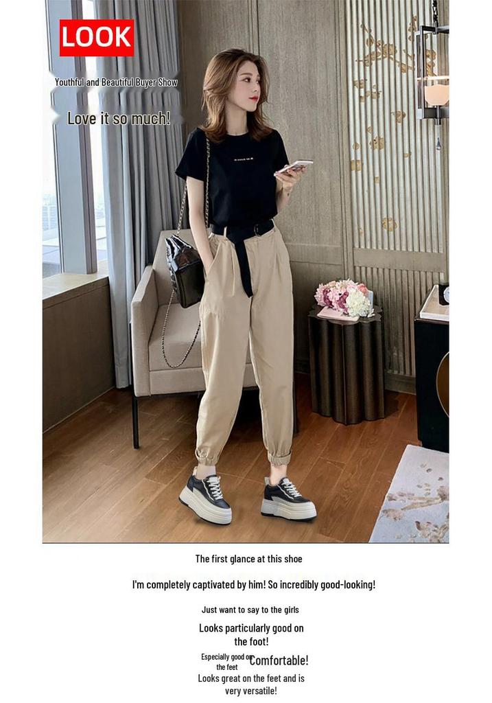 2026 Spring White Platform Wedge Shoes - Hidden Heel Casual Women's Sneakers with Thick Sole and Velvet Style