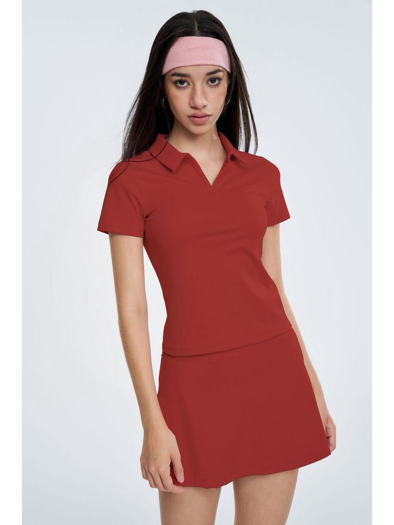 Women's Breathable Sports Polo Shirt and Shorts Set - Quick-Dry, Lightweight, Short Sleeve, for Tennis, Fitness, Yoga, or Outdoor Activities