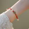 Recommended Jewelry Gourd and Hetian Jade Pearl Fortune Amulet New Zodiac Red String Bracelet Birthday Gift for Women