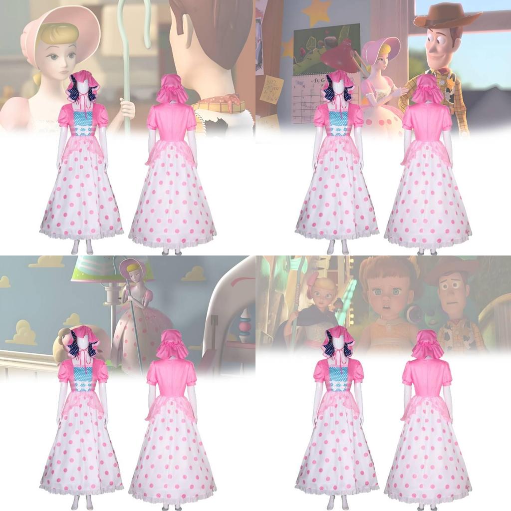 Bo Peep Pink Dress Premium Cosplay Costume For Halloween And Performances