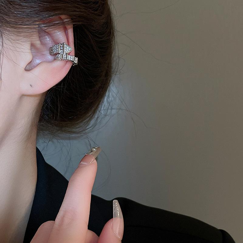 Silver needle zircon curved snake winding stud earrings niche design earrings earrings