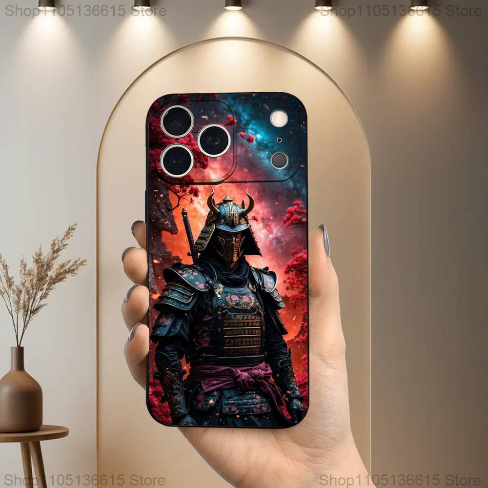 Samurai Art Bushido Phone Case For iPhone 17,16,15,14,13,12,11 Plus,Pro Max,XS,X,XR,SE,Mini,8,7,Soft Silicone Black Cover