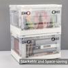 1pc Stackable Storage Box with Lid and Door with Wheels and Handle, Clear Collapsible Storage Box for Home Organisation