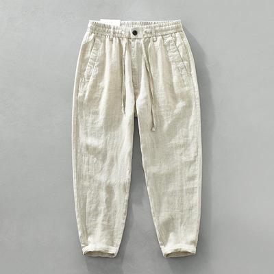 3582 Men's Retro Japanese-Style Casual Linen Pants - Loose, Straight Leg Trousers
