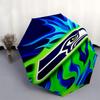 Seattle Seahawks Flame Design Automatic Opening/Closing Umbrella - Portable 3-Fold Design with 8-Bone Iron Frame, Gift for Fans and Traveler