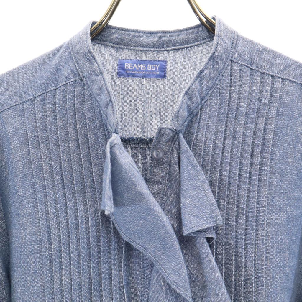 BEAMS BOY Five-quarter Sleeve Frill One Piece Blue Women Used