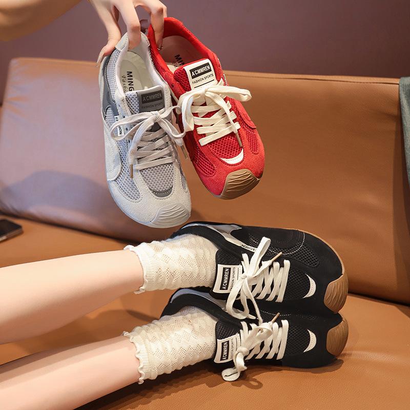 Women's popular niche mesh Forrest Gump shoes women's 2025 new thick-soled leather retro versatile German training shoes trendy shoes