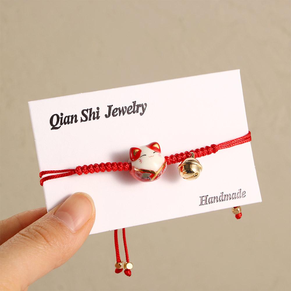 Cat Temperament Bell Braided Rope Fashion Jewelry Red Rope Bracelet Zodiac Hand Rope Women Gifts