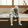jijijing 3D Printed Soldier Figurine Ornament, Sitting Tactical Statue, Funny Tired Sculpture for Table Shelf Edge Decor