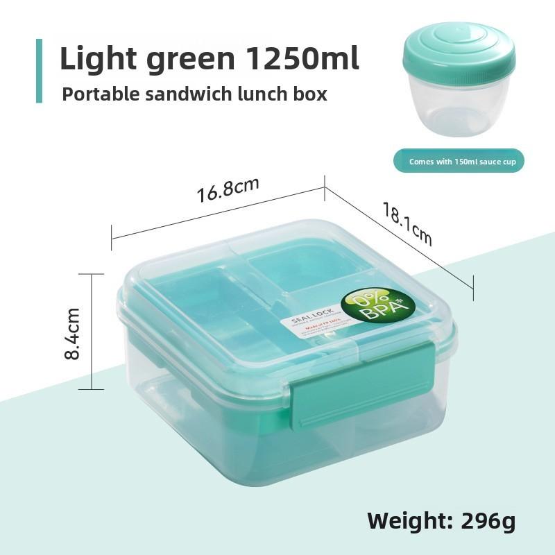 Portable Double Layer Bento Box With Dividers For Office Lunches And Picnics