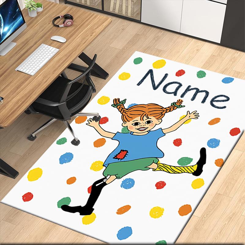Custom Name Pippi Printed Carpet Rug For Office Chair Living Room Bedroom Kitchen Room Decor Gifts