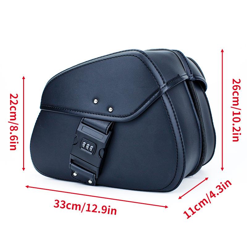 1 Pair Motorcycle Universal Black Faux Leather Saddlebags Side Luggage Saddle Bags for Honda for SUZUKI Yamaha Cafe Racer Bobber
