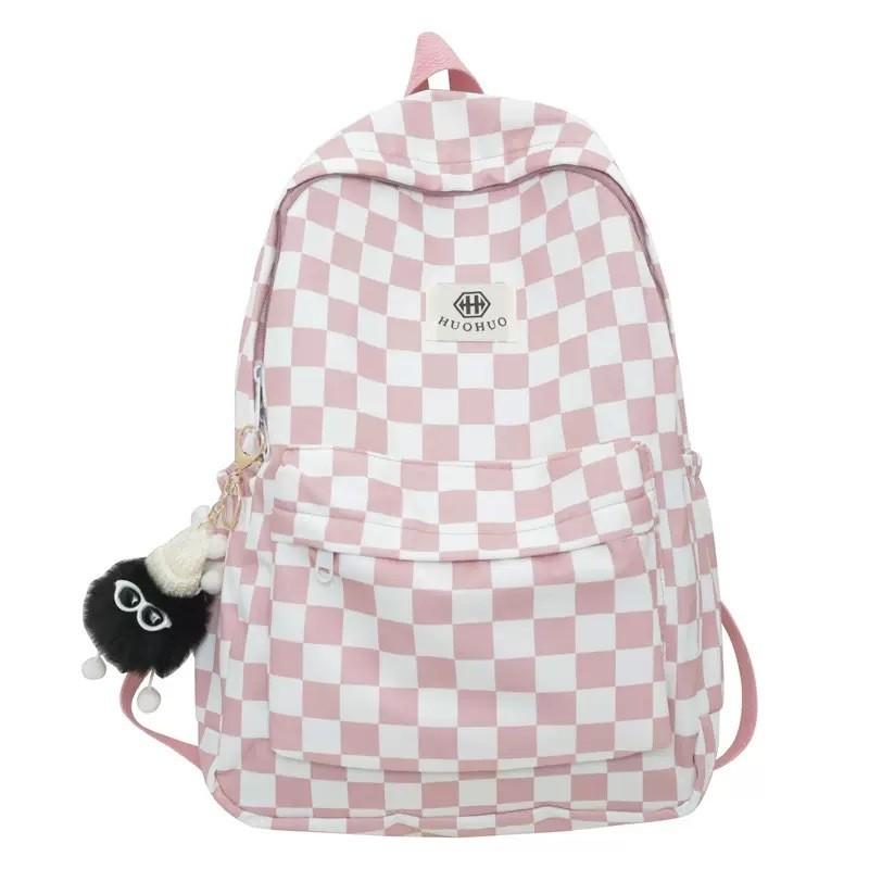 Chessboard Girls Pattern Boys Backpack Front Organizer Laptop Storage School Bag