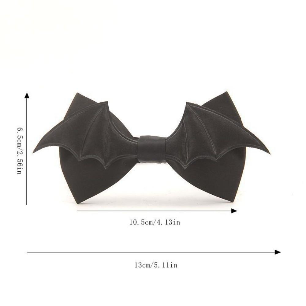 Black Halloween Cravat PU Leather Men Necktie Simple Bat Bow Tie  Cosplay