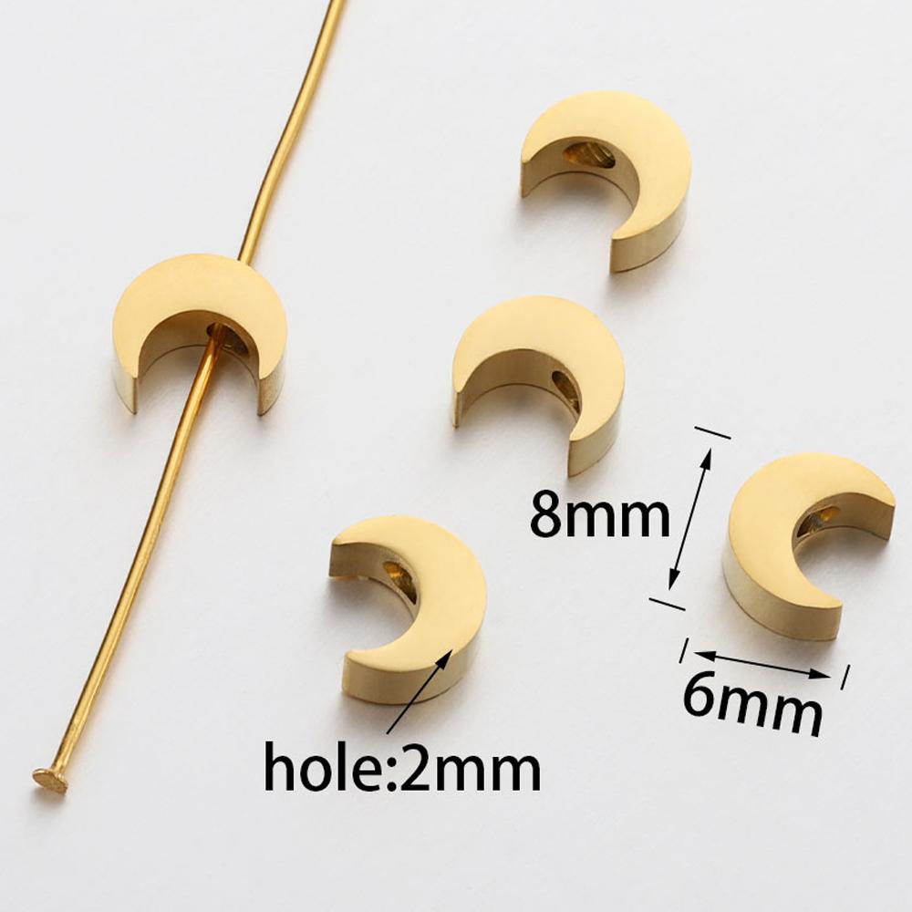 5-10pcs Stainless Steel Moon Shape Beads Gold Color Spacer Beads for Bracelet Necklace DIY Jewelry Making Findings Wholesale