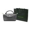 Longchamp Le Pliage Green 17 Solid Color Short Handle Zipper Snap Leather Trim Makeup Bag Tote Women bags Graphite-Gray 34175919P66