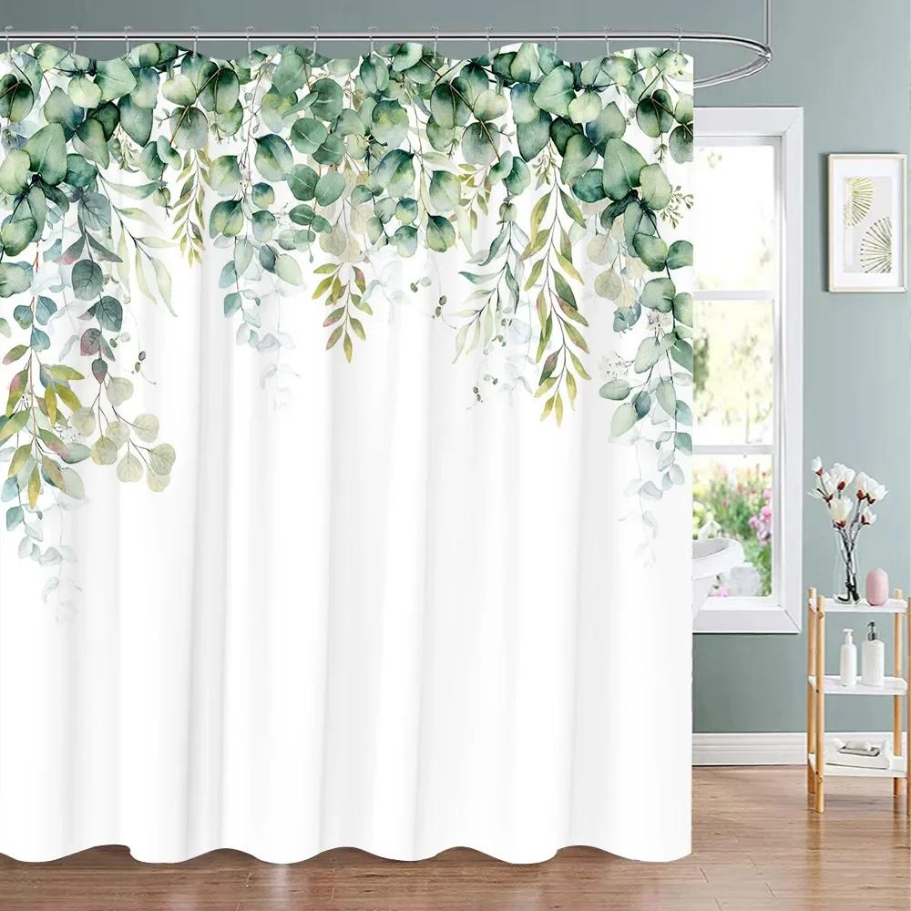 Tropická Zeleň Květinová Sprchová Závěs Kolibřík Motýl List Polyesterová Tkanina Omyvatelné Sprchové Závěsy Koupelnová Dekorace