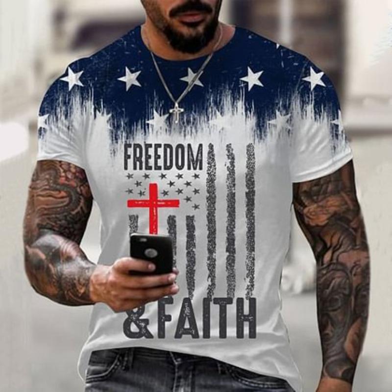 Men's Fashionable Casual 3D Printed Short Sleeved T-shirt for Summer Shirt