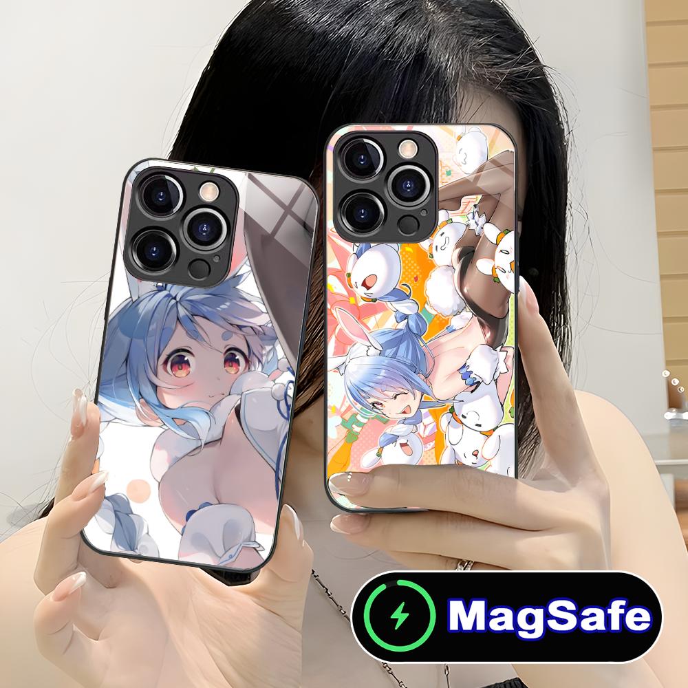 Usada Pekora Anime Phone Case for iPhone 16 15 14 13 12 11 Pro Max Plus Mini MagSafe Glass Colour Protective Smartphone Luxury