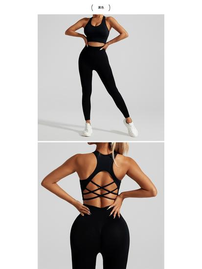 Dames Sømløs Vakker Rygg Yoga-drakt over landegrenser med Høy midje Fersken Rumpe Bukser