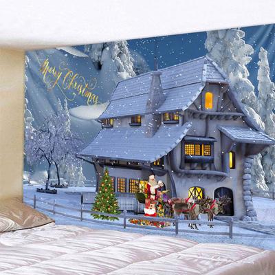 Weihnachts-Wandteppich, Weihnachtsbaum, Kamin, warme Familie, Wandbehang, Weihnachtsschneeszene, Hintergrund, Heimdekoration, Geschenke