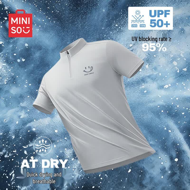 MINISO Men s Quick-Dry Stand Collar Half-Zip T-Shirt 4XL