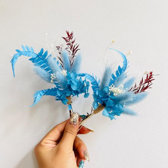 6Pcs Artificial Dried Flower Bouquet Bohemian Mini Flower Bouquet DIY Crafts Vase Wedding Party Home Office Table Centerpiece Decoration