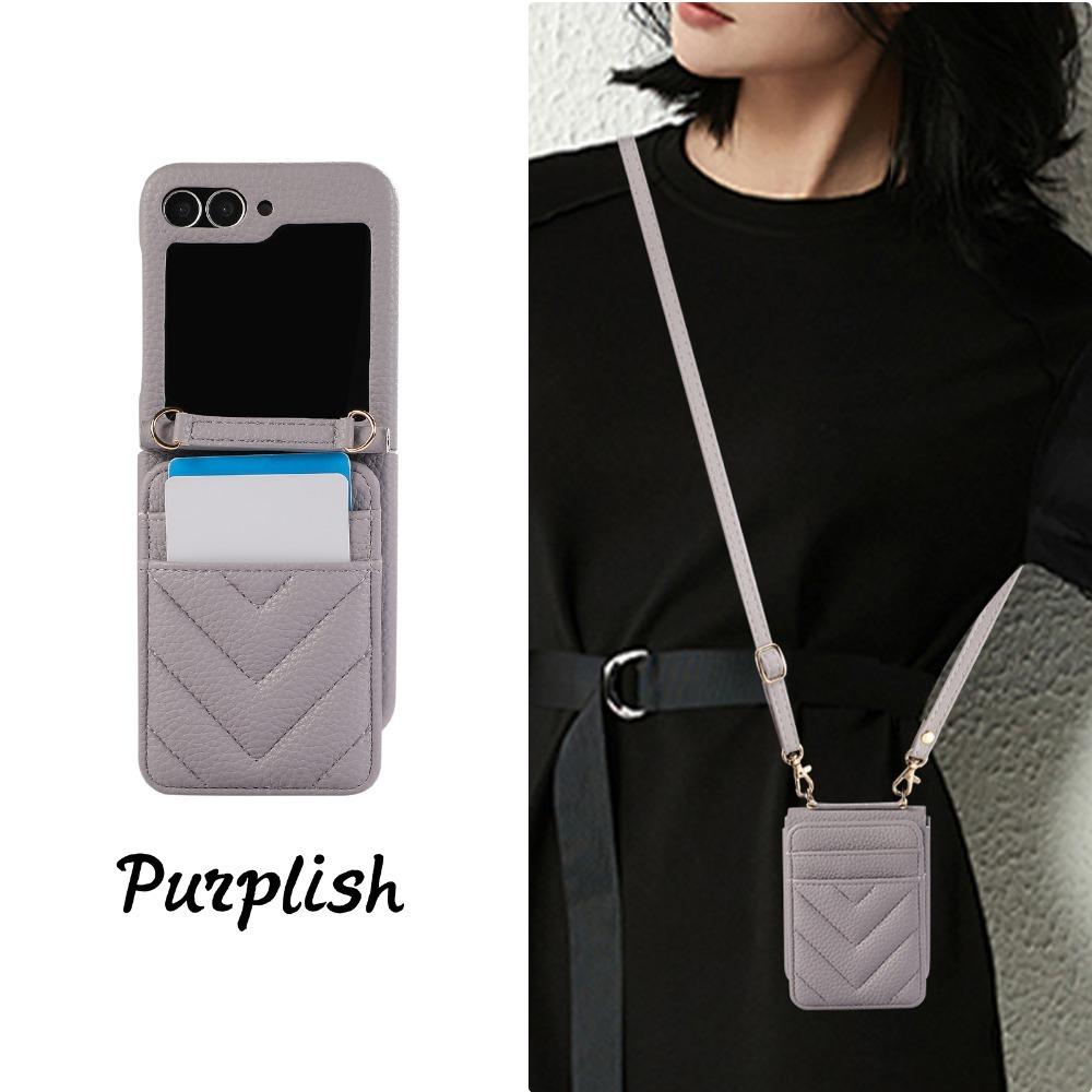 

Кожаный чехол-кошелек через плечо для Samsung Galaxy Z Flip 6 5 4 3 Flip6 Flip5 Flip4 Flip3 с защитным чехлом для держателя карт Galaxy Z Flip5