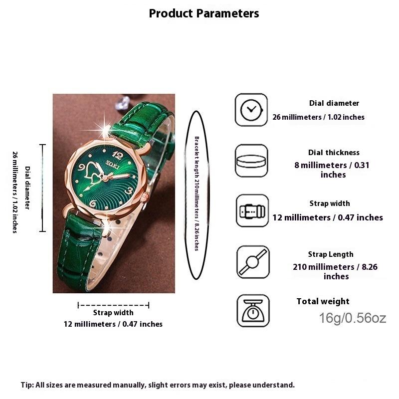 Digital Disc Love Women's Watch Niche Light Luxury Belt Quartz Watch High-end Watch Set Does Not Fade